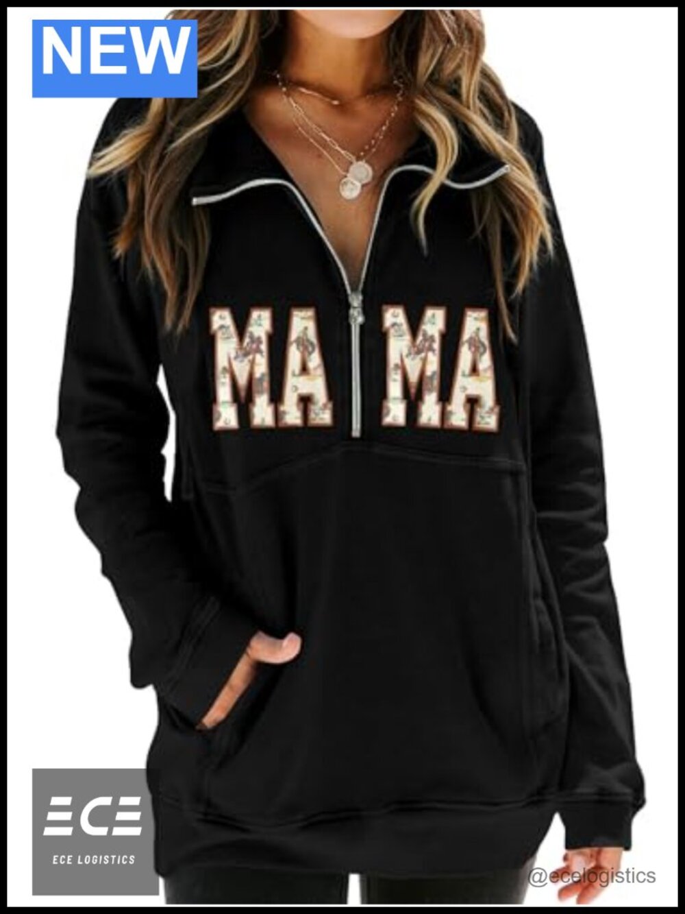 Women's Half Zip Drawstring Sweatshirt Loose Fit Pullover Top